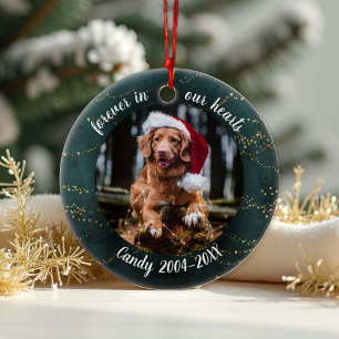 Ornamento De Cerâmica Adorable Rustic Pet Memorial Custom Photo Ceramic 