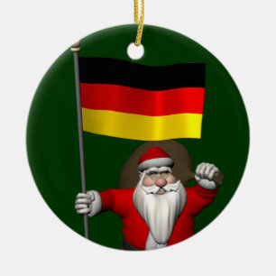 Ornamento De Cerâmica Adorable Santa Claus With Ensign Of Germany