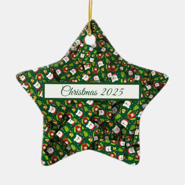 Ornamento De Cerâmica Adoráveis De Natal [3D] Suéteres E Árvores (Frente)