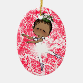Ornamento De Cerâmica Adoráveis Meninas Afro-Americanas Ballerinas