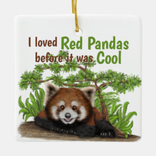 Ornamento De Cerâmica Adorável Eu Amava Crianças De Panda Vermelha