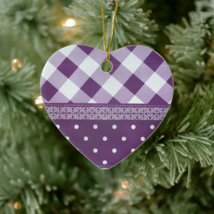 Ornamento De Cerâmica Adorável padrão sem costura do Damask Purple