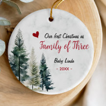 Adorável primeiro Natal como Família de Três coraç