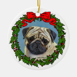 Ornamento De Cerâmica Adorável Pug Art de Glenda S. Harlan