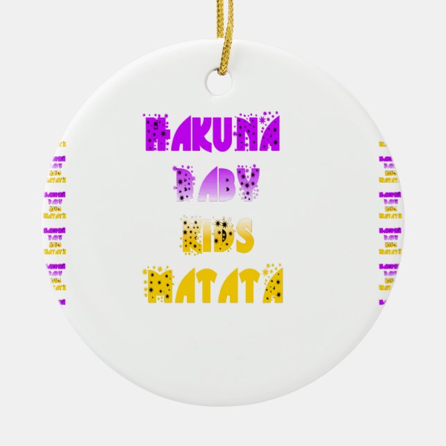Ornamento De Cerâmica Adorável Roxo e Amarelo Hakuna Matata Baby Kids G (Frente)