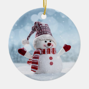 Ornamento De Cerâmica Adorável Snowman