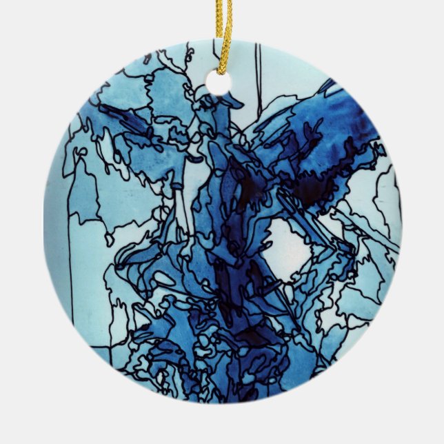 Ornamento De Cerâmica Adorno Anjo Azul (Frente)