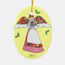 Ornamento De Cerâmica Adorno Anjo do Campo (Vermelho)