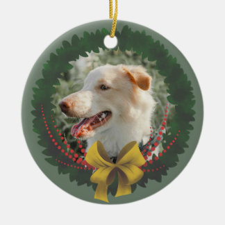 Ornamento De Cerâmica Adorno con corona navideña para mascota