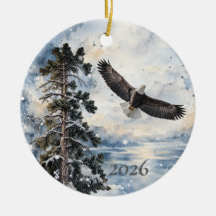 Ornamento De Cerâmica Adorno de Aquarela de Anjo de Neve Águia-careca 20