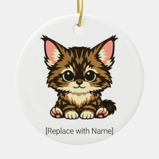 Ornamento De Cerâmica Adorno de Bebê Gatinho Maine Coon Chibi Fofo