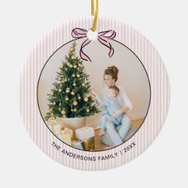Ornamento De Cerâmica Adorno de Cerâmica de Natal Foto Laço Rosa Fofo Co