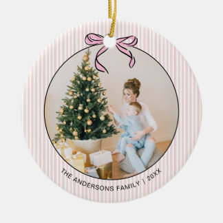 Ornamento De Cerâmica Adorno de Cerâmica de Natal Foto Laço Rosa Fofo Co