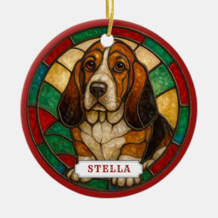 Ornamento De Cerâmica Adorno de Círculo de Cerâmica do Cão Basset Hound