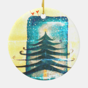 Ornamento De Cerâmica Adorno de desenho de árvore de Natal em estilo ret