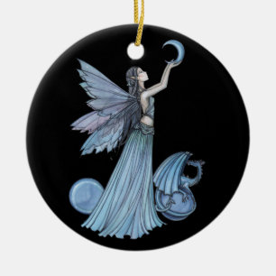 Ornamento De Cerâmica Adorno de Fada Azul e Dragão