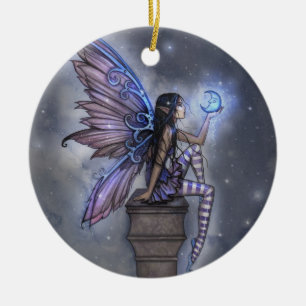 Ornamento De Cerâmica Adorno de Fantasia da Fada da Lua Azul