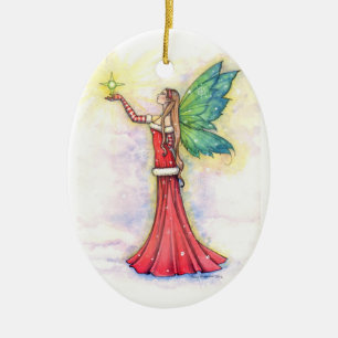 Ornamento De Cerâmica Adorno de Natal de Fada Bonita por Molly Harrison