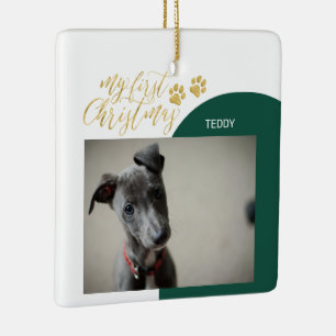 Ornamento De Cerâmica Adorno de Natal do Cachorrinho de Estimação Verde