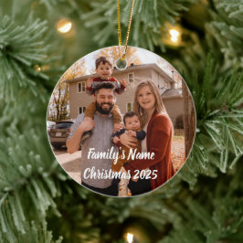 Ornamento De Cerâmica Adorno de Natal Minimalista com Foto Personalizada