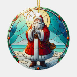 Ornamento De Cerâmica Adorno de Natal Papai Noel em Vidro Falso 1