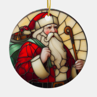 Ornamento De Cerâmica Adorno de Natal Papai Noel em Vidro Pintado Falso 