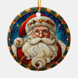 Ornamento De Cerâmica Adorno de Natal Papai Noel em Vidro Pintado Falso 