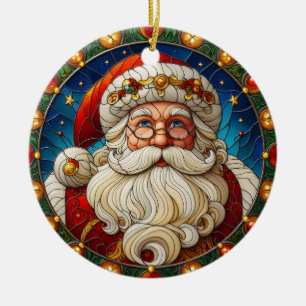 Ornamento De Cerâmica Adorno de Natal Papai Noel em Vidro Pintado Falso