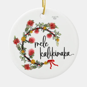 Ornamento De Cerâmica Adorno de porcelana de guirlanda de Natal 'Ohi'a L