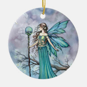 Ornamento De Cerâmica Adorno Fada Verde Encantadora por Molly Harrison