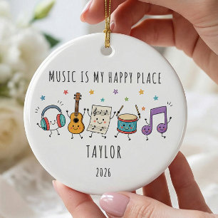 Ornamento De Cerâmica Adorno Infantil Música É Meu Lugar Feliz