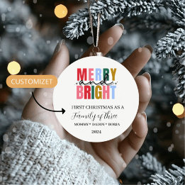 Ornamento De Cerâmica Adorno navideño de familia de tres