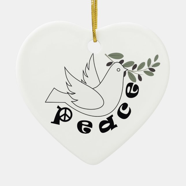 Ornamento De Cerâmica Adorno personalizado da paz (Frente)