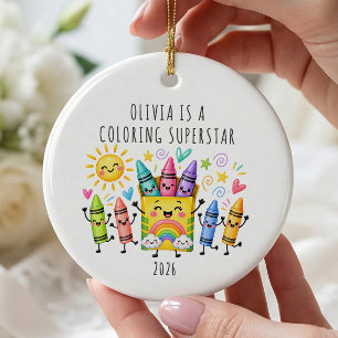 Ornamento De Cerâmica Adorno Personalizado Superstar de Colorir