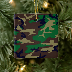 Ornamento De Cerâmica Adorno Quadrado de Porcelana Camuflagem Florestal