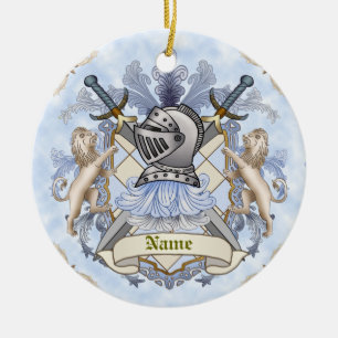 Ornamento De Cerâmica Adorno Sobrenome Brasão da Família Cavaleiro Azul
