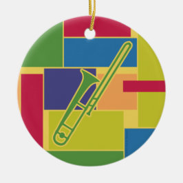 Ornamento De Cerâmica Adorno Trombone Colorblocks