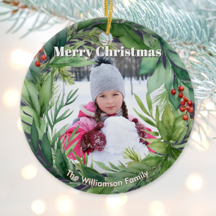 Ornamento De Cerâmica Adornos de Natal Elegantes Foto Personalizada