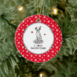 Ornamento De Cerâmica Adoro Dalmatianos (preto 1) Corações Bonitos
