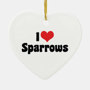 Ornamento De Cerâmica Adoro "Heart Sparrows" - Pássaro Lover