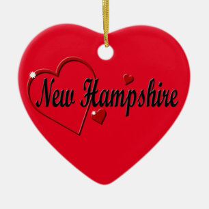 Ornamento De Cerâmica Adoro o Natal de New Hampshire Hearts