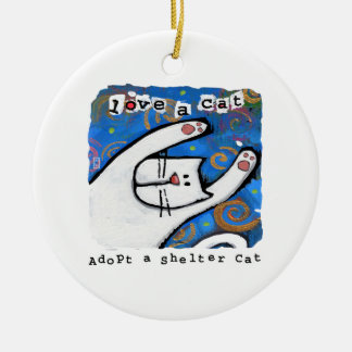 Ornamento De Cerâmica Adotar um gato de abrigo, Amar um gato