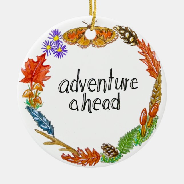 Ornamento De Cerâmica Adventure Ahead Ornament (Frente)