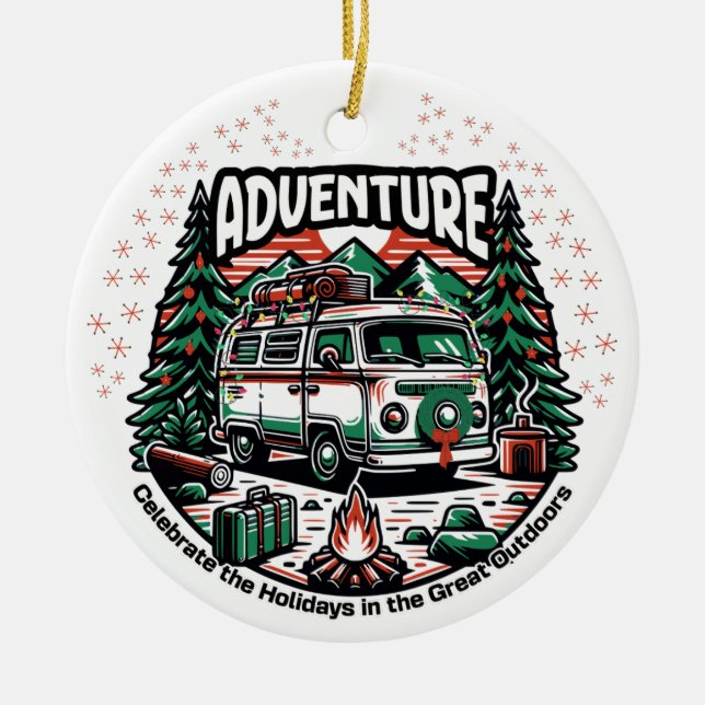 Ornamento De Cerâmica Adventure Camper Van (Frente)