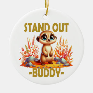 Ornamento De Cerâmica Afaste-se, amigo. Cartoon de Suricate Meerkat