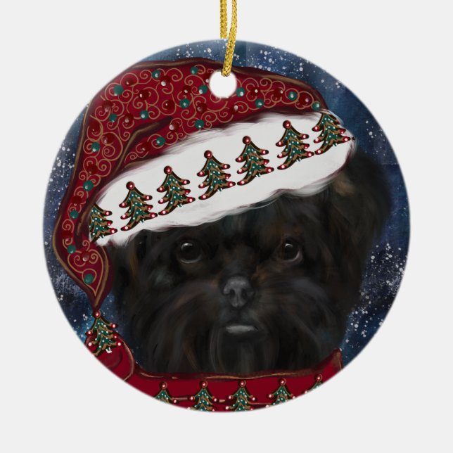 Ornamento De Cerâmica Affenpinscher  (Frente)