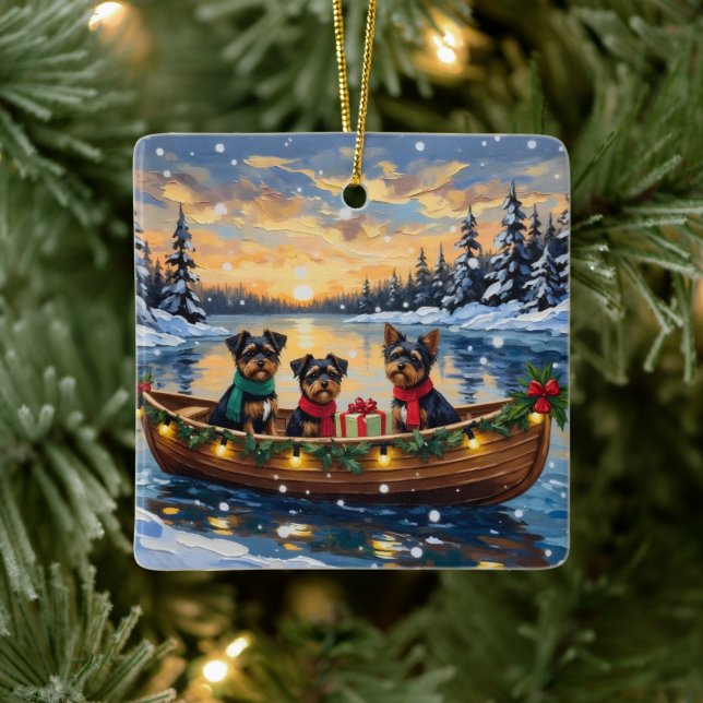 Ornamento De Cerâmica Affenpinscher Dog Christmas Boat Holiday (Árvore)