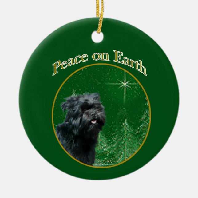 Ornamento De Cerâmica Affenpinscher Peace (Frente)