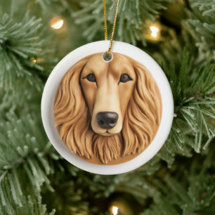 Ornamento De Cerâmica Afghan Hound Inspirado em 3D
