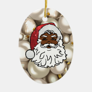 Ornamento De Cerâmica afro santa claus
